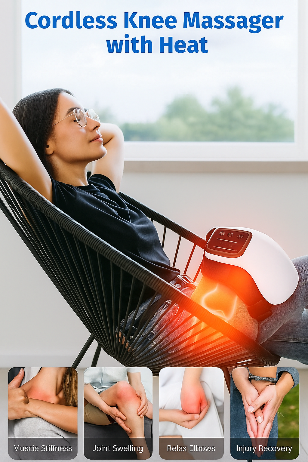Heated Knee Massager with Adjustable Temperature & Vibration