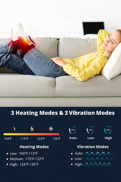 Heated Knee Massager with Adjustable Temperature & Vibration